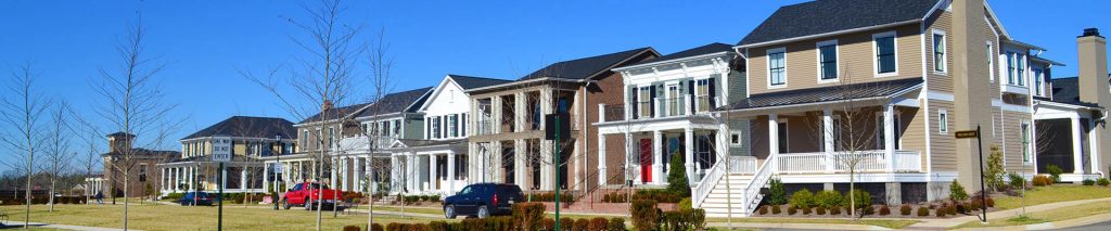 A suburban street in a New England neighborhood