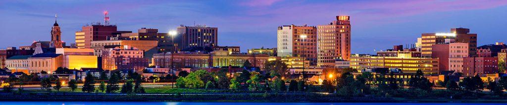 Portland, Maine, cityscape at dusk